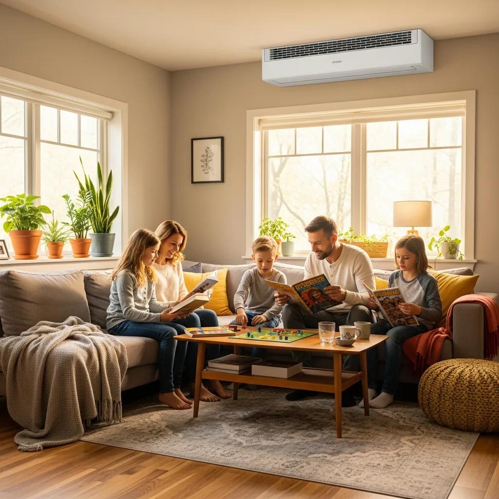 Cozy family home with visible HVAC system, emphasizing comfort and energy efficiency
